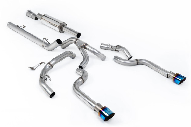 Catback výfuk Ford F-150 SuperCrew 5.0 V8 2021+ Milltek Sport - s rezonátorem - Opalované titanové koncovky