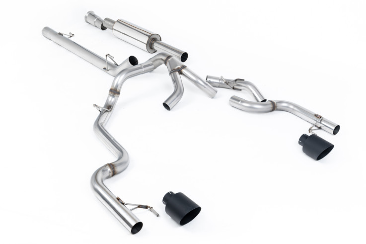 Dual Exit Cat-back Exhaust Ford F-150 SuperCrew Tremor 5.0 V8 2021+ Milltek Sport - Resonated - Black Tips