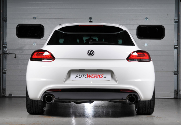 Catback výfuk VW Scirocco GT 2.0 TSI Milltek Sport - s rezonátorem / černé kulaté koncovky R-style
