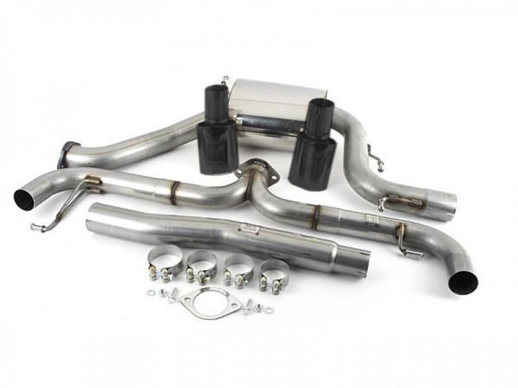 Catback výfuk VW Scirocco GT 2.0 TSI Milltek Sport - s rezonátorem / černé kulaté koncovky R-style