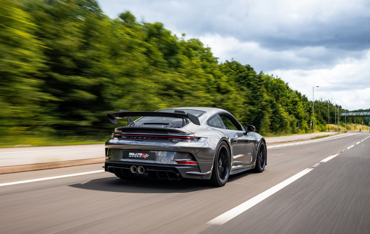 Catback výfuk Porsche 911 GT3 992 4.0L H6 Milltek Sport - Leštěné koncovky