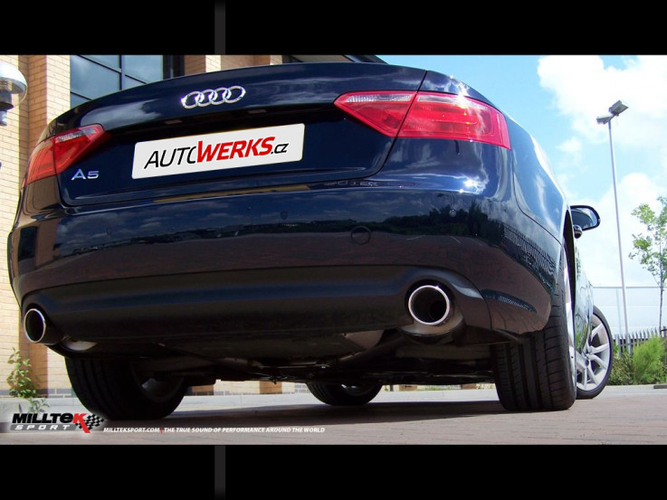 Catback výfuk AUDI A5 Coupé 2.0 TFSI (S-Tronic) Milltek Sport - s rezonátorem / černé koncovky Dual