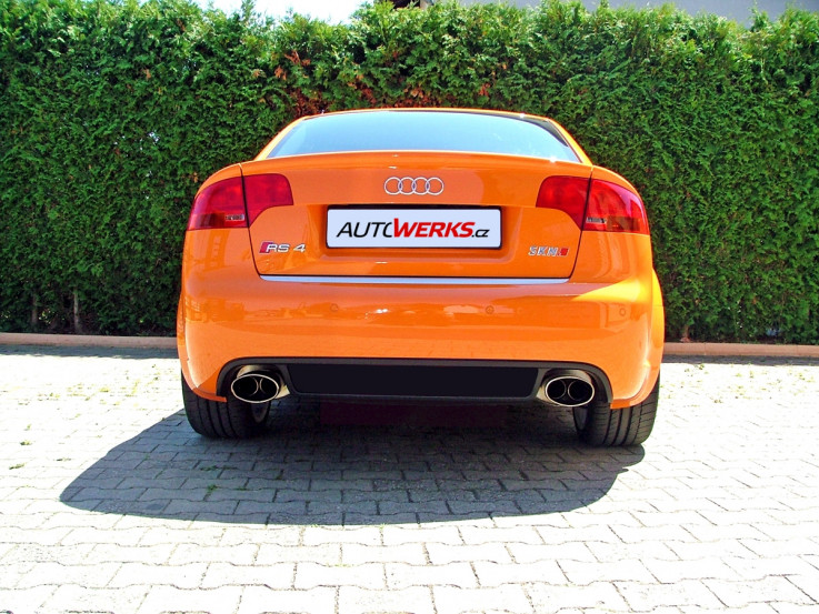 Klapkový Catback výfuk AUDI RS4 B7 4.2 FSI Milltek Sport - s rezonátorem / leštěné oválné koncovky