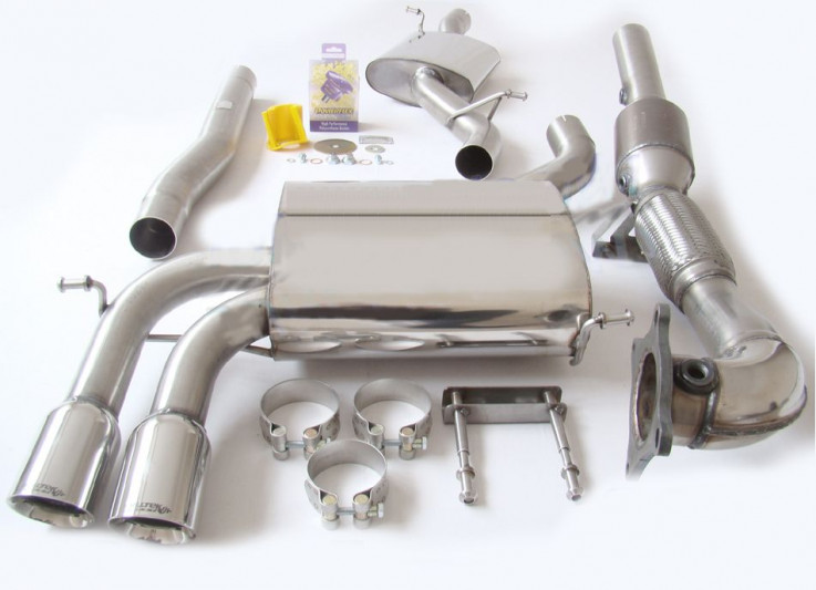 Turboback výfuk AUDI S3 8P (3dv.) 2.0 TFSI Milltek Sport - s katalyzátorem / s rezonátorem / leštěné koncovky Twin GT80