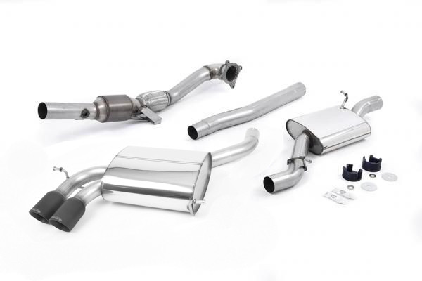 Turboback výfuk AUDI S3 8P (3dv.) 2.0 TFSI Milltek Sport - s katalyzátorem / s rezonátorem / černé koncovky Twin GT80B