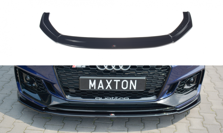 Maxton Design Spoiler předního nárazníku Audi RS4 B9 V.2 - černý lesklý lak