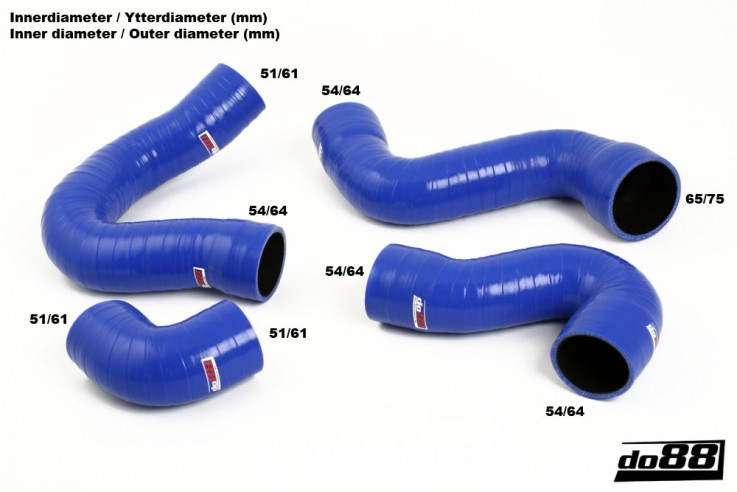 Do88 set tlakových silikonových hadice AUDI A4 B6 1,8T 140kW 190hp BEX - Černá