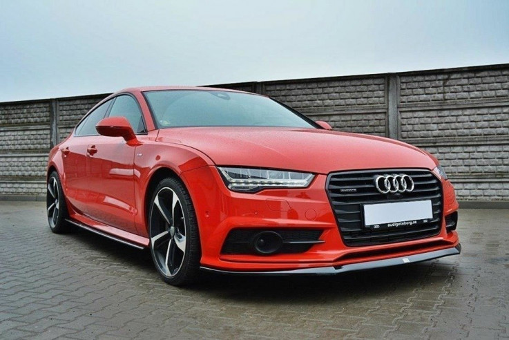 Maxton Design Spoiler předního nárazníku Audi S7/A7 S-Line C7 Facelift - černý lesklý lak