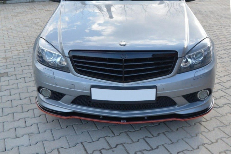 Maxton Design Spoiler předního nárazníku Mercedes C W204 AMG-Line - černý lesklý lak