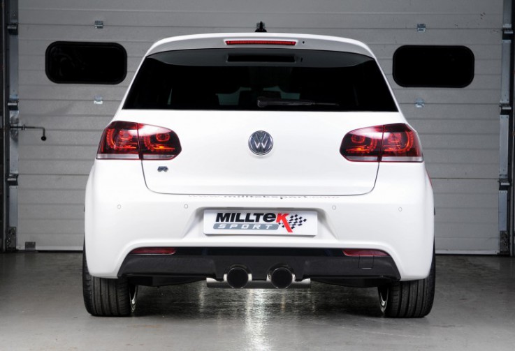 Turboback výfuk VW Golf 6 R 2.0 TSI Milltek Sport 70mm - bez katalyzátoru / s rezonátorem s leštěnými koncovkami