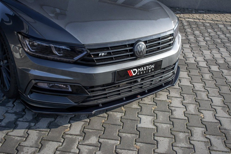 Maxton Design Spoiler předního nárazníku VW Passat B8 R-Line V.1 - černý lesklý lak
