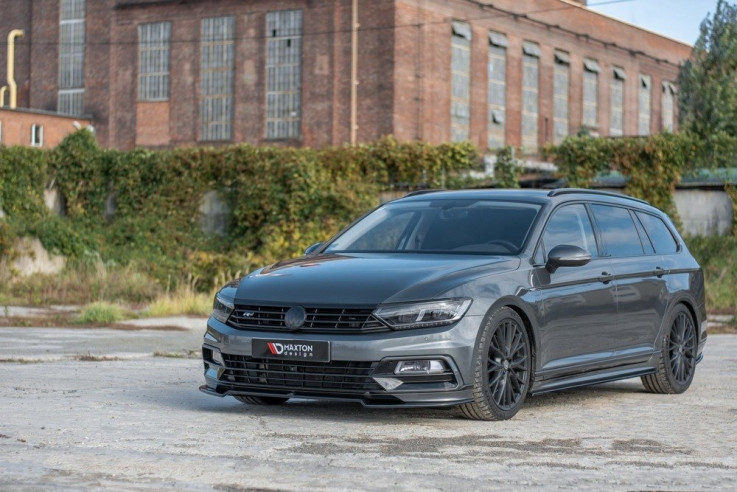 Maxton Design Spoiler předního nárazníku VW Passat B8 R-Line V.2 - černý lesklý lak