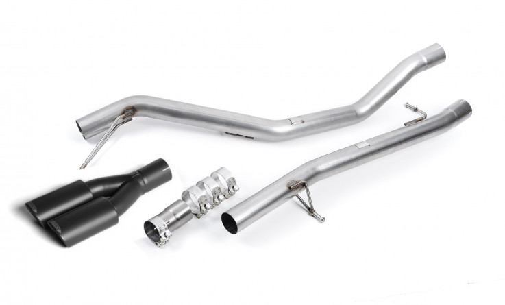 Catback výfuk VW Transporter / Caravelle T6.1 SWB 2.0 BiTDI 200 Milltek Sport - bez rezonátoru / černé koncovky