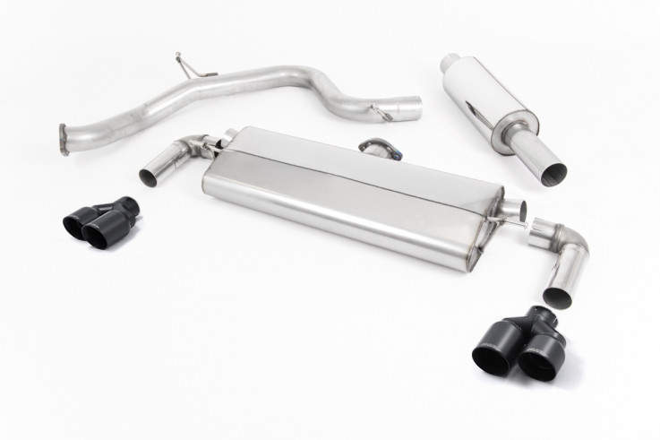 Catback výfuk SEAT Leon Cupra 290 2.0 TSI OPF/GPF Milltek Sport - s rezonátorem / černé kulaté koncovky