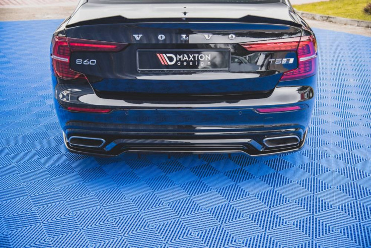 Maxton Design Spoiler zadního nárazníku s žebrováním Volvo S60 Mk3 R-Design - černý lesklý lak