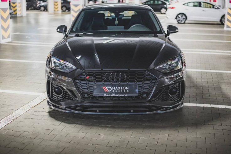 Maxton Design Spoiler předního nárazníku Audi RS5 (F5) Facelift V.3- černý lesklý lak