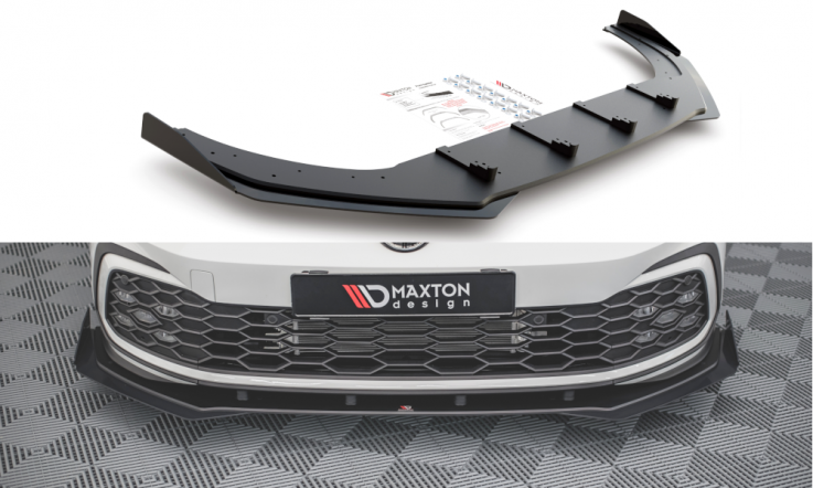 Maxton Design Zesílený spoiler předního nárazníku s křidélky Racing VW Golf VIII GTI - černá