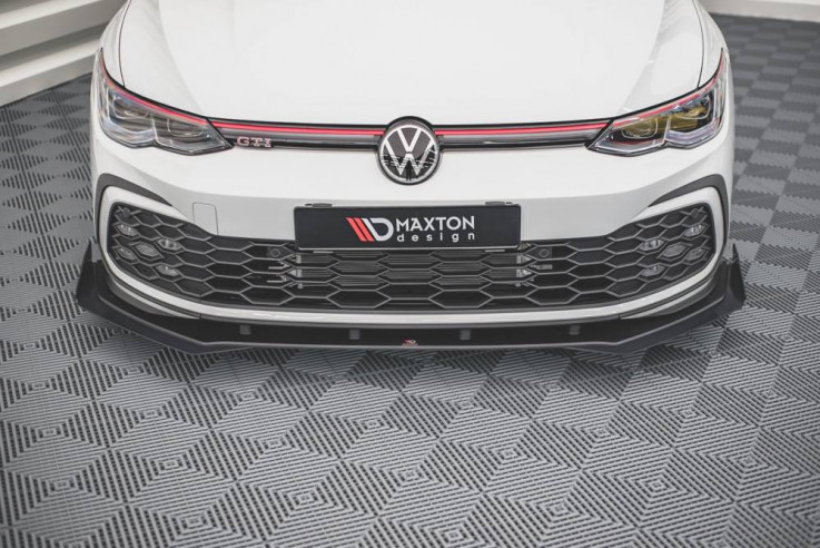 Maxton Design Zesílený spoiler předního nárazníku s křidélky Racing VW Golf VIII GTI - černá
