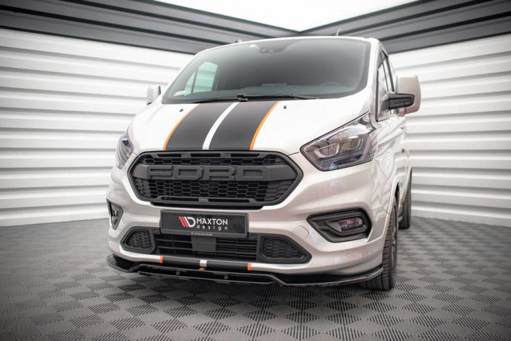 Maxton Design Spoiler předního nárazníku FORD Transit Custom ST-Line Facelift - černý lesklý lak